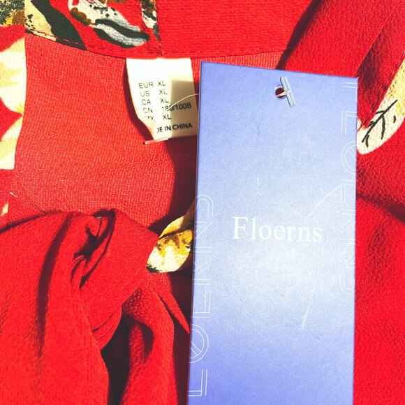 Floerns Cute Red Floral Top Size XL - Picture 3 of 3